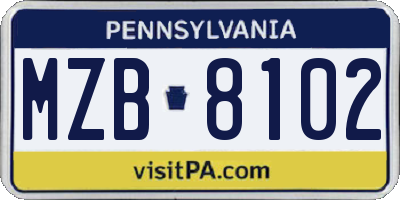 PA license plate MZB8102