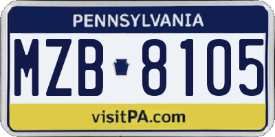 PA license plate MZB8105