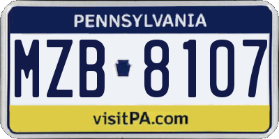 PA license plate MZB8107