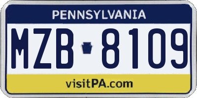 PA license plate MZB8109
