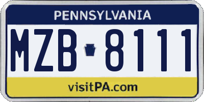 PA license plate MZB8111