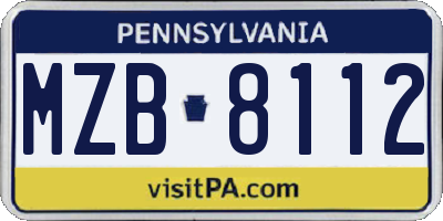 PA license plate MZB8112