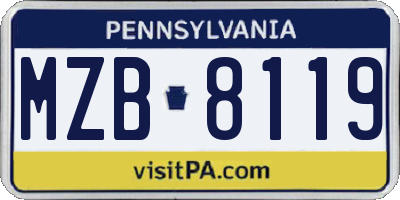 PA license plate MZB8119