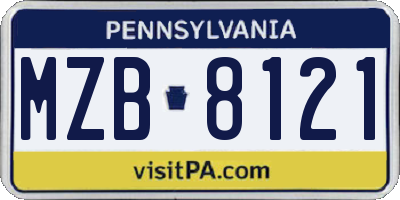 PA license plate MZB8121