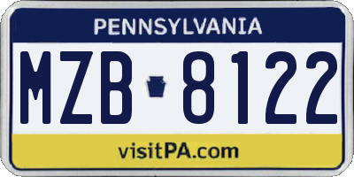PA license plate MZB8122