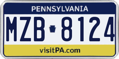 PA license plate MZB8124