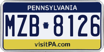 PA license plate MZB8126