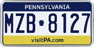 PA license plate MZB8127