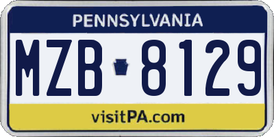 PA license plate MZB8129