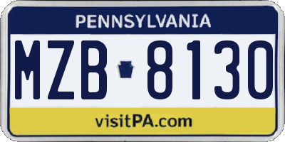 PA license plate MZB8130
