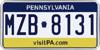 PA license plate MZB8131