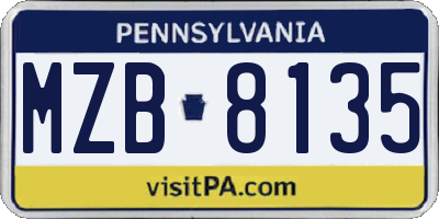 PA license plate MZB8135