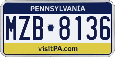 PA license plate MZB8136