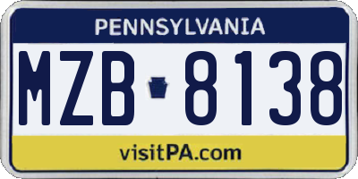 PA license plate MZB8138