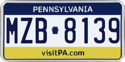 PA license plate MZB8139