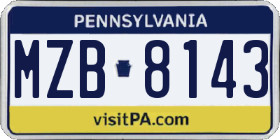 PA license plate MZB8143