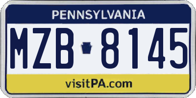 PA license plate MZB8145