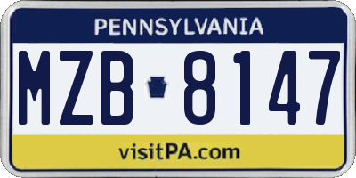 PA license plate MZB8147