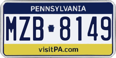 PA license plate MZB8149