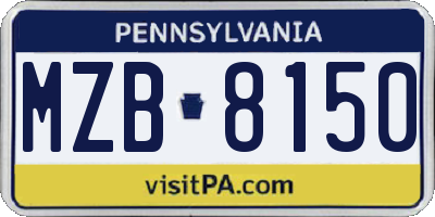 PA license plate MZB8150