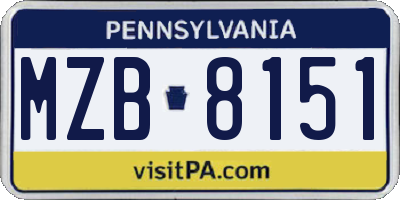 PA license plate MZB8151