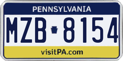PA license plate MZB8154