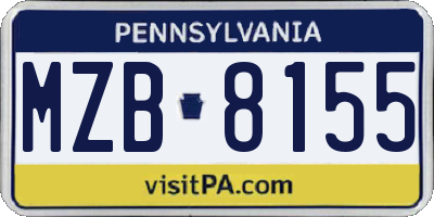 PA license plate MZB8155