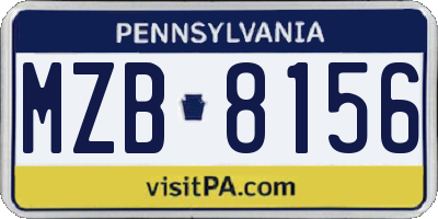 PA license plate MZB8156
