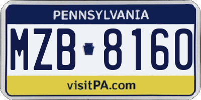 PA license plate MZB8160