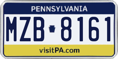 PA license plate MZB8161