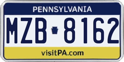 PA license plate MZB8162