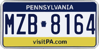 PA license plate MZB8164