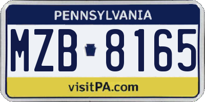 PA license plate MZB8165