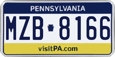 PA license plate MZB8166