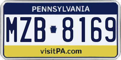 PA license plate MZB8169