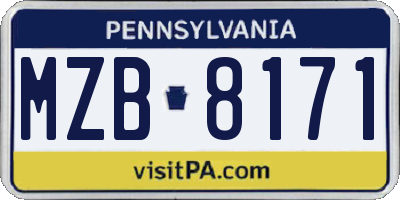PA license plate MZB8171