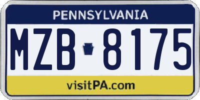 PA license plate MZB8175