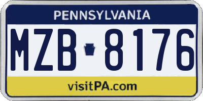 PA license plate MZB8176