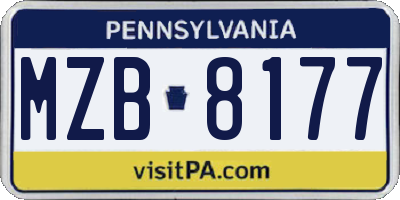 PA license plate MZB8177