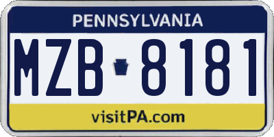 PA license plate MZB8181