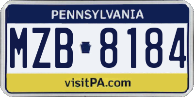 PA license plate MZB8184