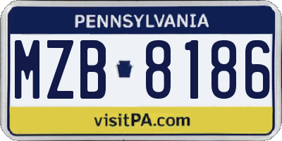 PA license plate MZB8186