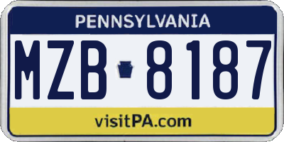 PA license plate MZB8187