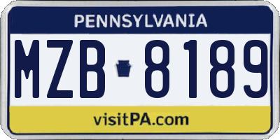 PA license plate MZB8189