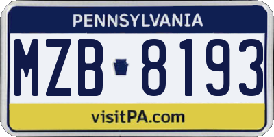 PA license plate MZB8193