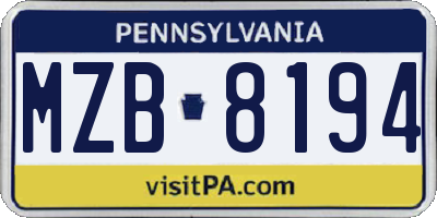 PA license plate MZB8194