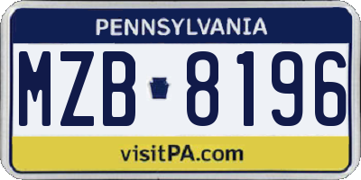 PA license plate MZB8196