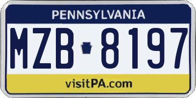 PA license plate MZB8197