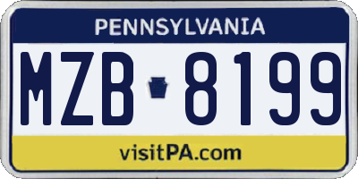 PA license plate MZB8199