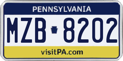 PA license plate MZB8202